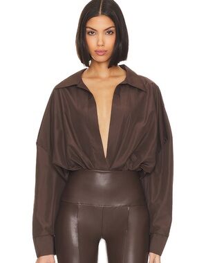 Norma Kamali - Oversized Boyfriend Shirt in Chocolate